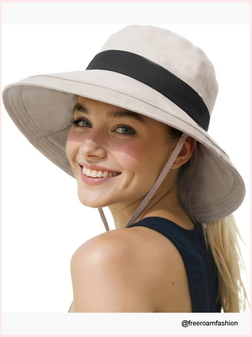 Wide Brim Bucket Hat, UPF 50+, Waterproof, Packable, Ponytail Hole